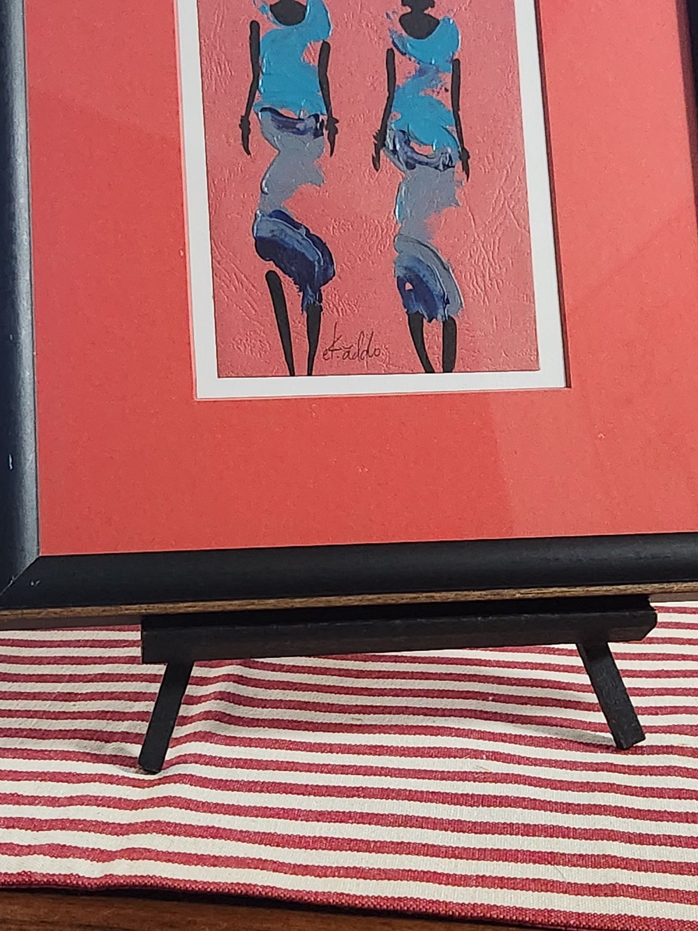 Textured African Silhouette Fine Art Painting 8x10 Framed 5x7 Mat
